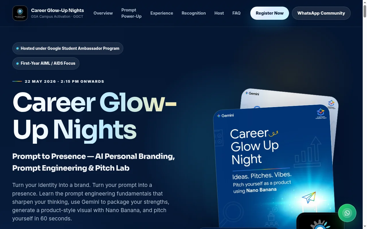 Career Glow-Up Nights interface capture