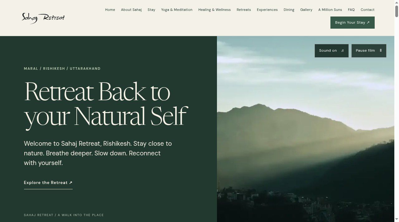 Sahaj Retreat interface capture
