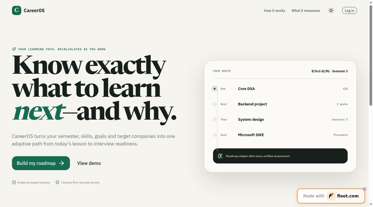 CareerOS AI / AI Learning & Career Readiness interface capture