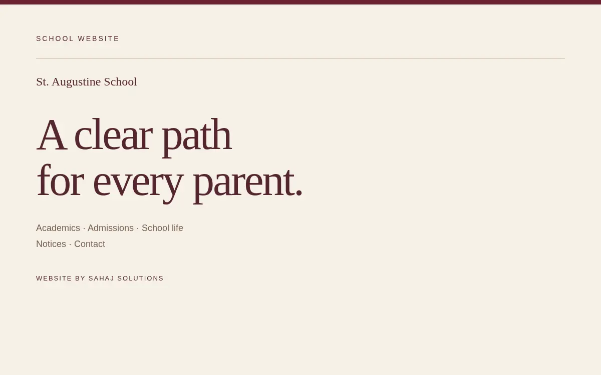 St. Augustine School Website interface capture